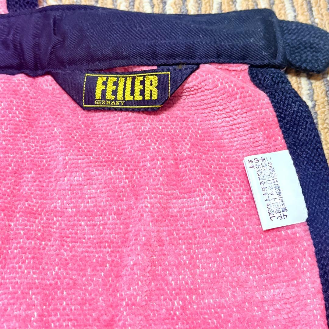 美品タグ付き　FEILERフェイラー シェニール織エプロン　ピンク　花柄