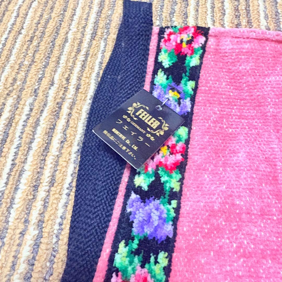 美品タグ付き　FEILERフェイラー シェニール織エプロン　ピンク　花柄