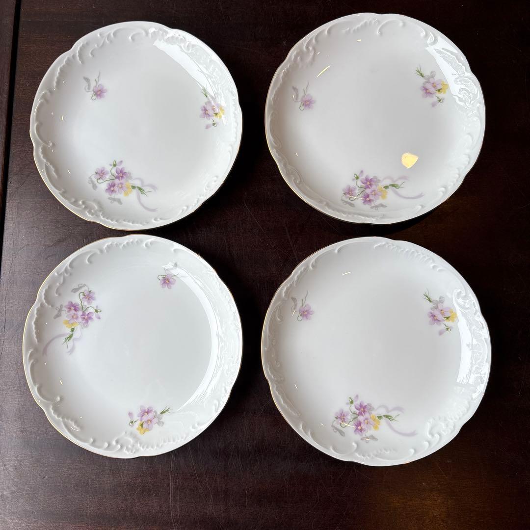 大倉陶園　オーダーメイド　すみれのお皿4枚　希少！再お値下げしました