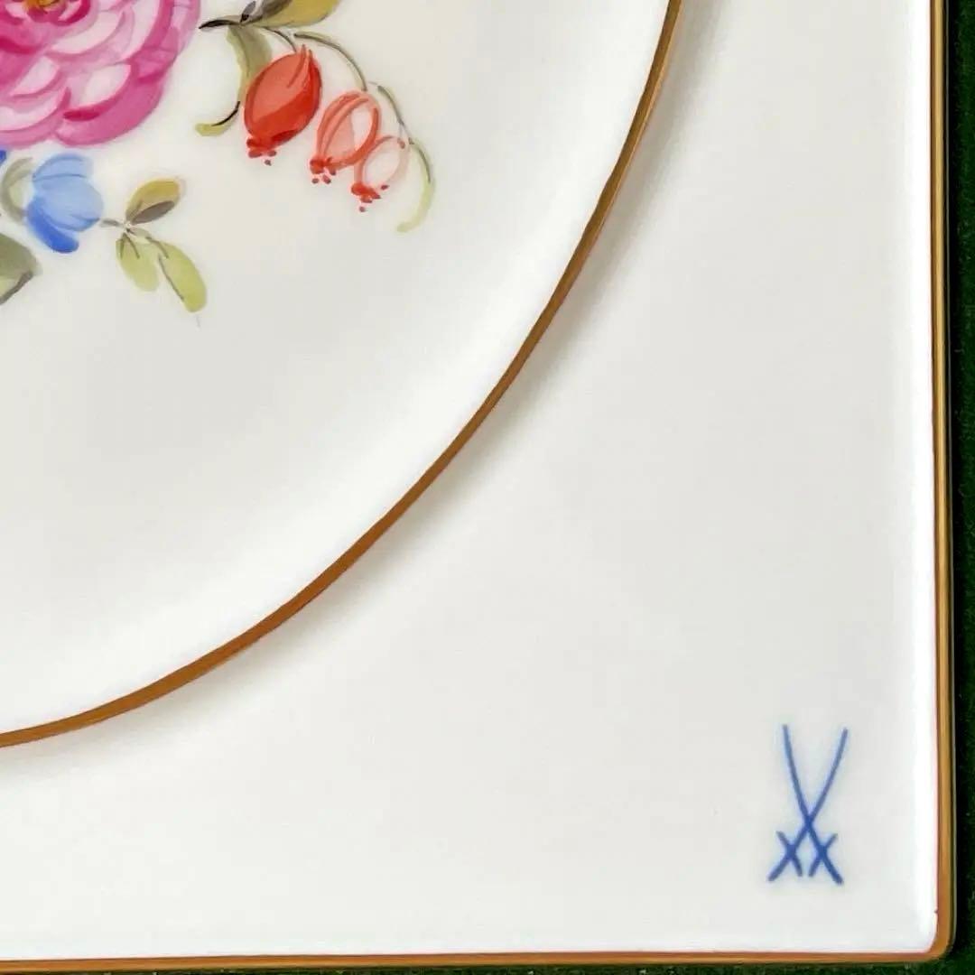 ・マイセン・額装・五つ花・額３４×３１・画１８×１５・Meissen・