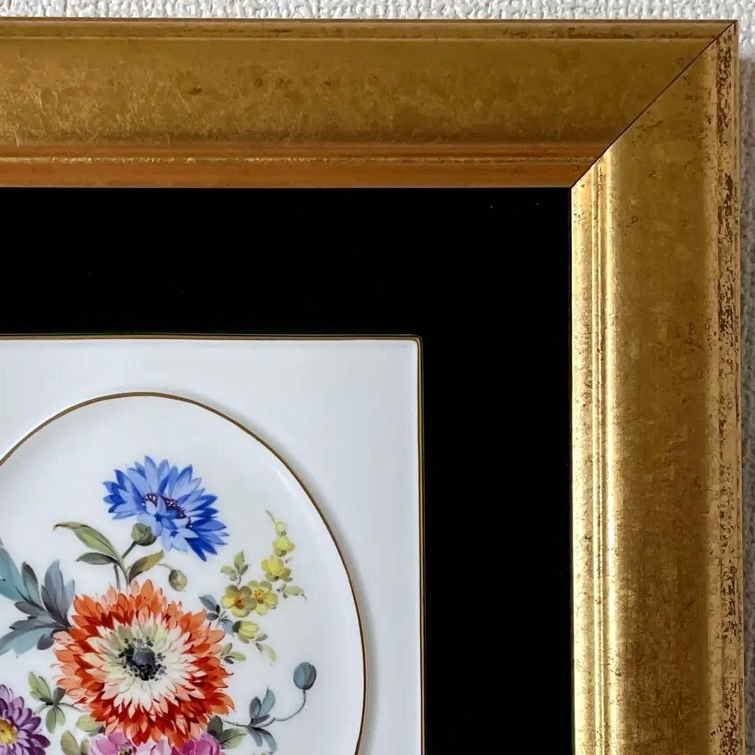 ・マイセン・額装・五つ花・額３４×３１・画１８×１５・Meissen・