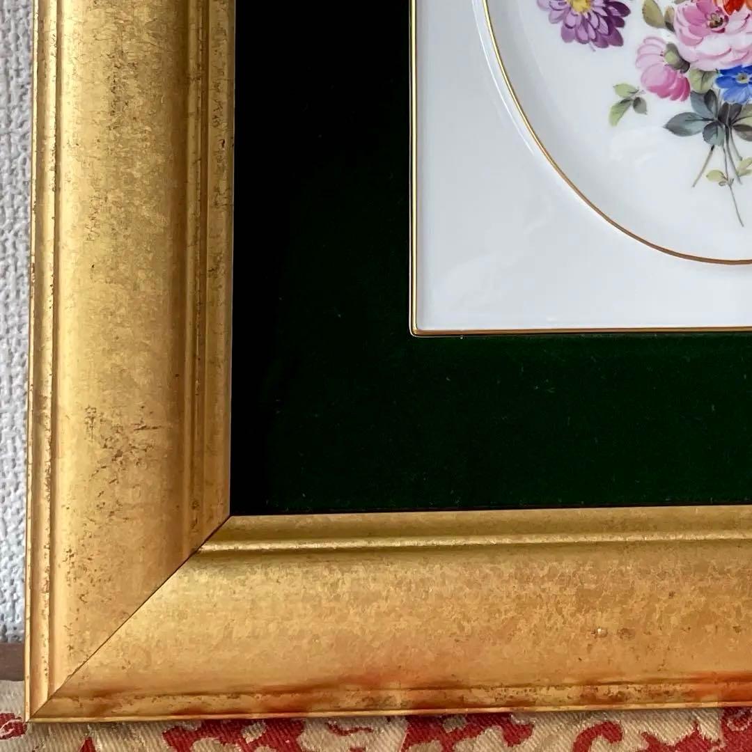 ・マイセン・額装・五つ花・額３４×３１・画１８×１５・Meissen・