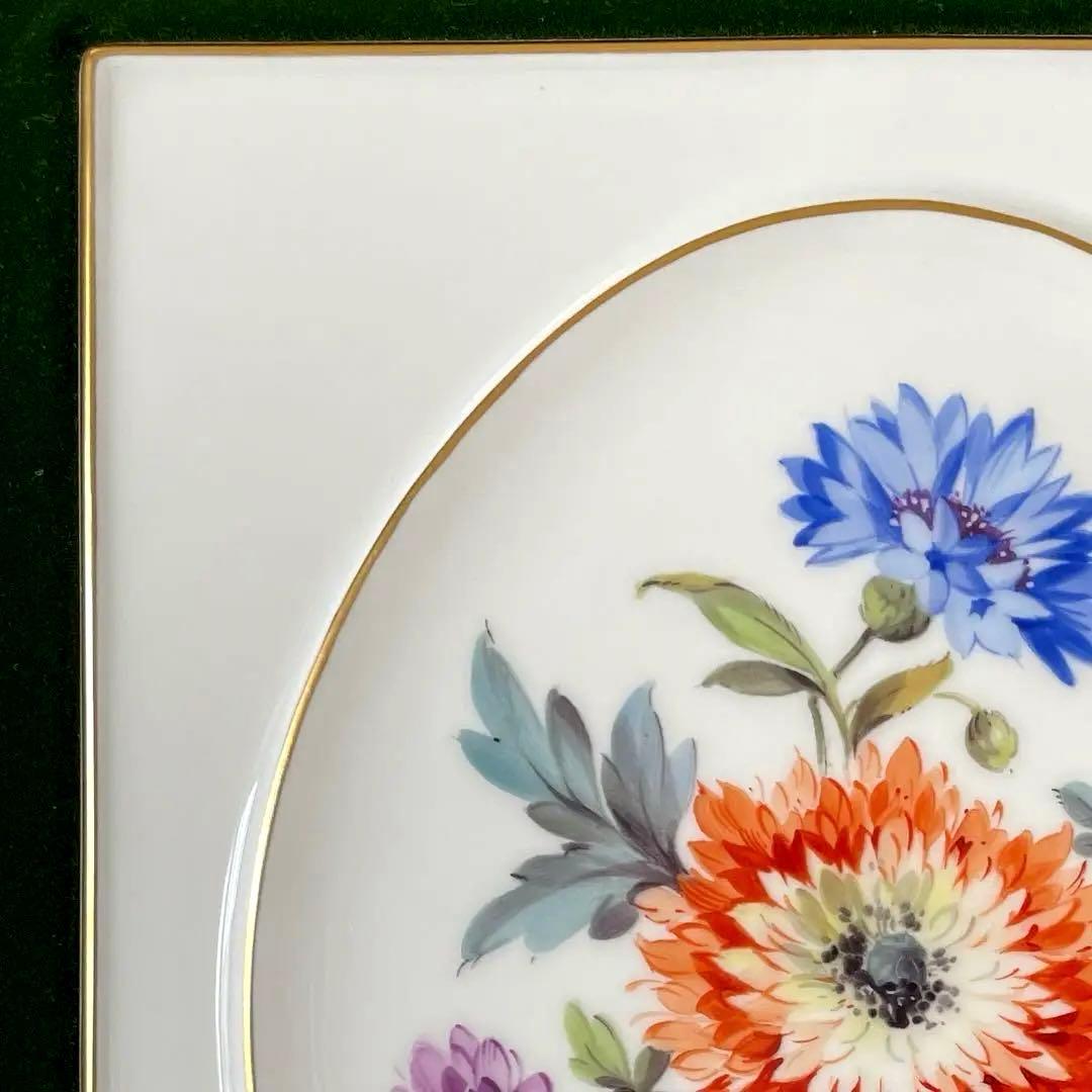 ・マイセン・額装・五つ花・額３４×３１・画１８×１５・Meissen・