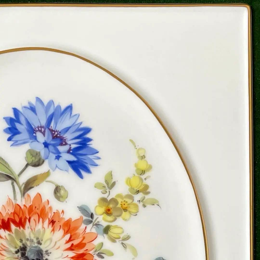 ・マイセン・額装・五つ花・額３４×３１・画１８×１５・Meissen・