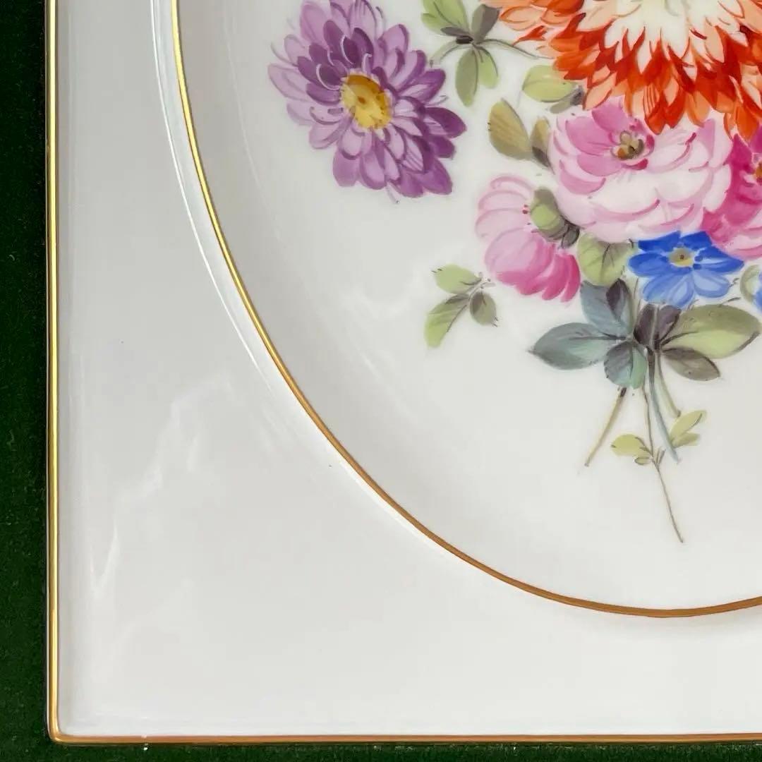 ・マイセン・額装・五つ花・額３４×３１・画１８×１５・Meissen・