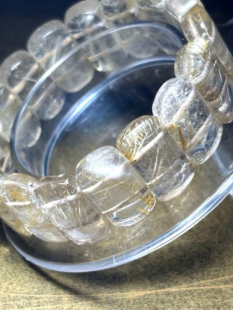 【極上品ランク】タイチンルチルクォーツ バングル（新品未使用）高品質　透明感抜群