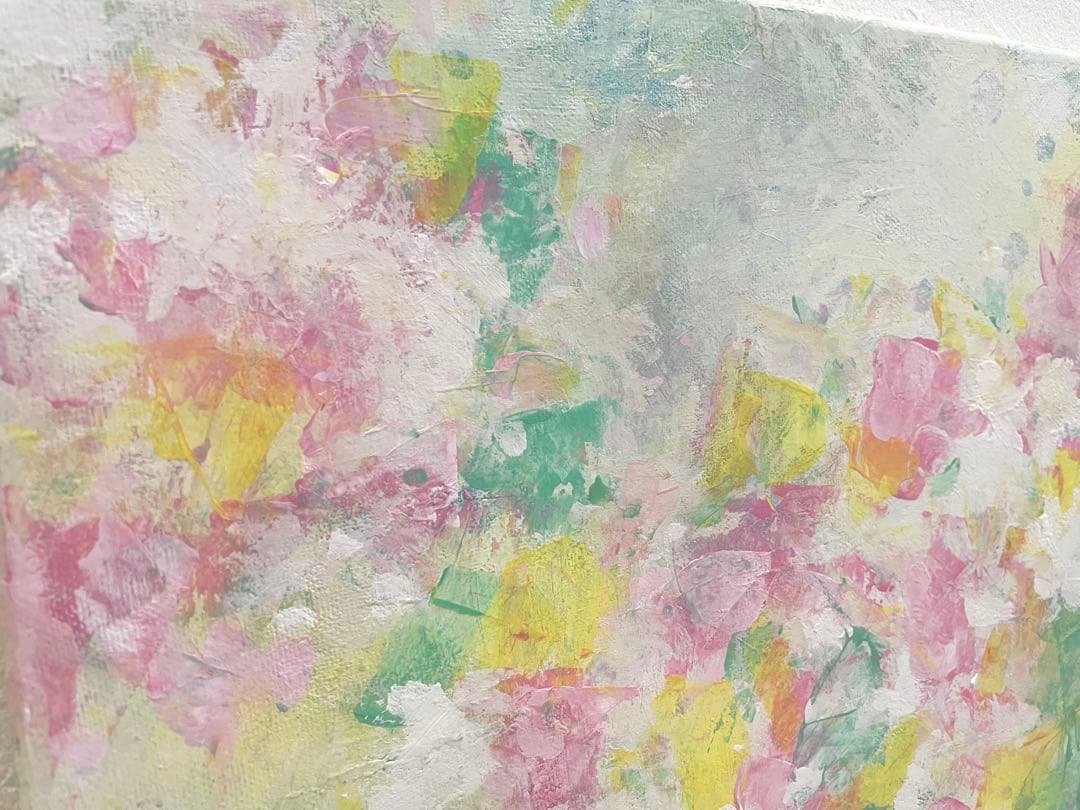 505 抽象画 アクリル画 原画 キャンバスボード F6 幸せな時の中で