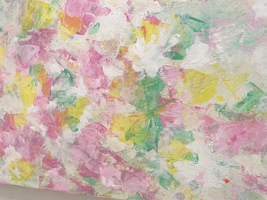 505 抽象画 アクリル画 原画 キャンバスボード F6 幸せな時の中で