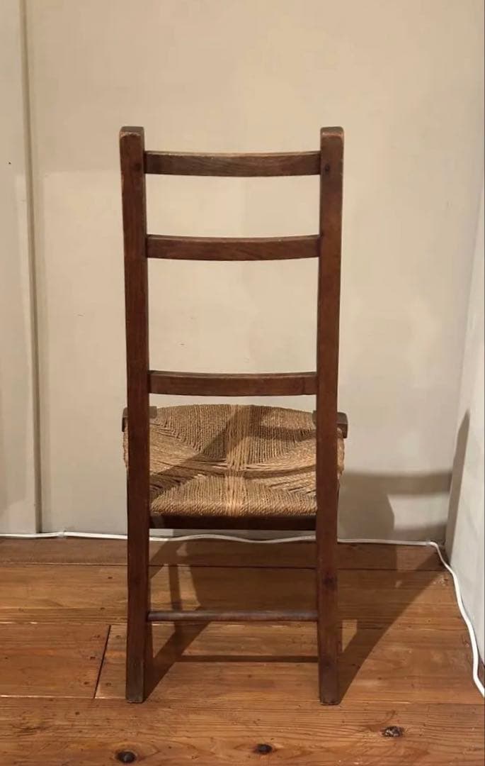 イギリス　アンティーク　チェア　ゴッホの椅子　籐編み　木製