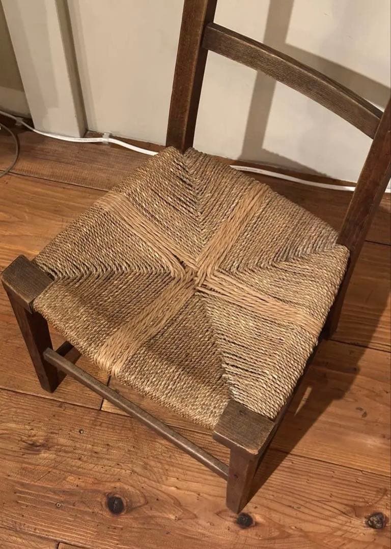 イギリス　アンティーク　チェア　ゴッホの椅子　籐編み　木製