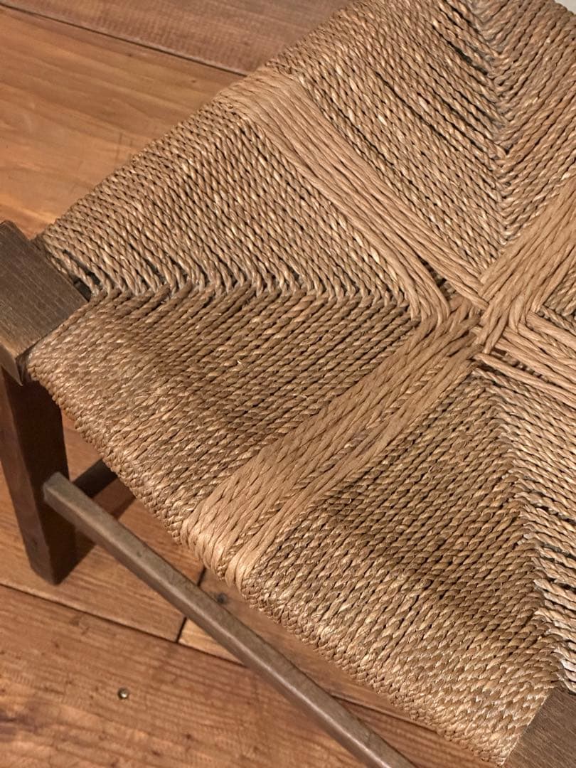 イギリス　アンティーク　チェア　ゴッホの椅子　籐編み　木製