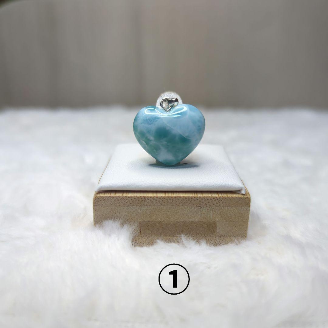 天然石・ラリマー ハート型ペンダントトップ3点セット（単品可）