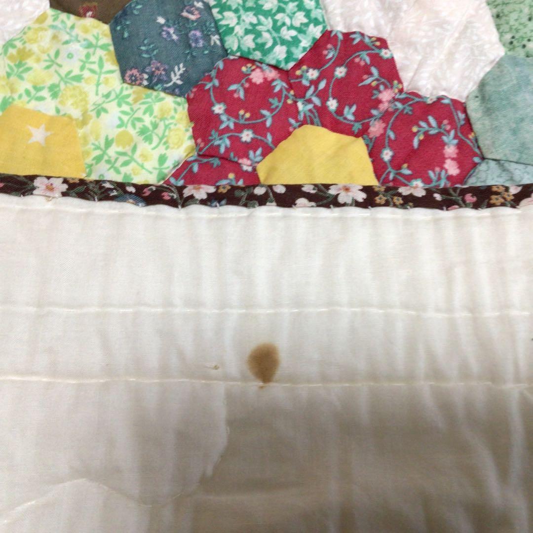 最終価格　花籠　フラワーバスケット　ハンドメイドキルト　ヘキサゴン　手縫い