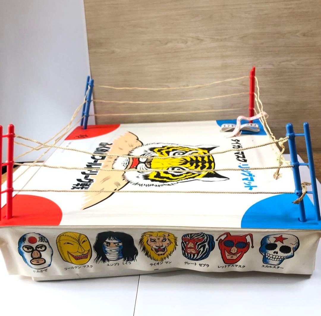 ソフビ　当時物　タイガーマスク　リングマット　覆面ワールドリーグ戦　プロレス