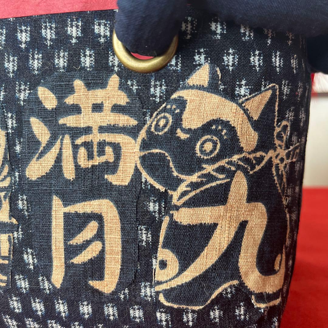 犬張子 狛犬 藍染 一閑張り バッグ かごバッグ ハンドバッグ 和柄 猫？