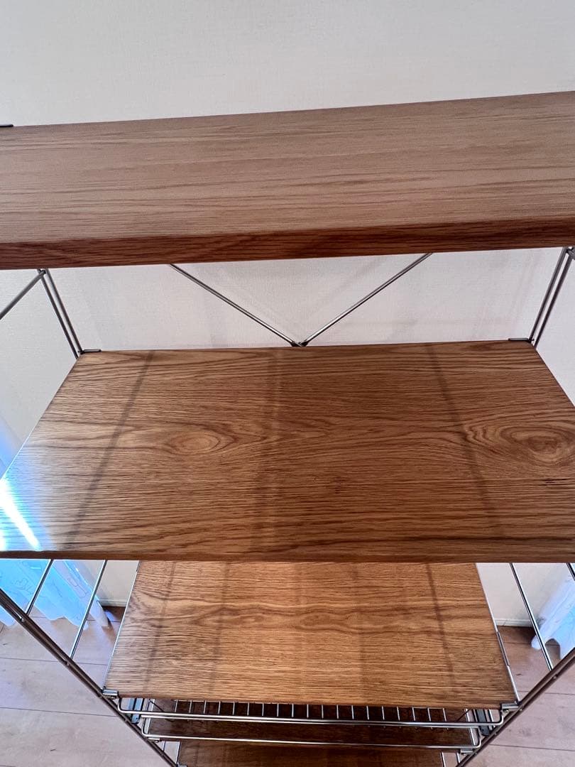 【直接受け渡し希望】ステンレスユニットシェルフ　オーク材棚セット　ワイド　大