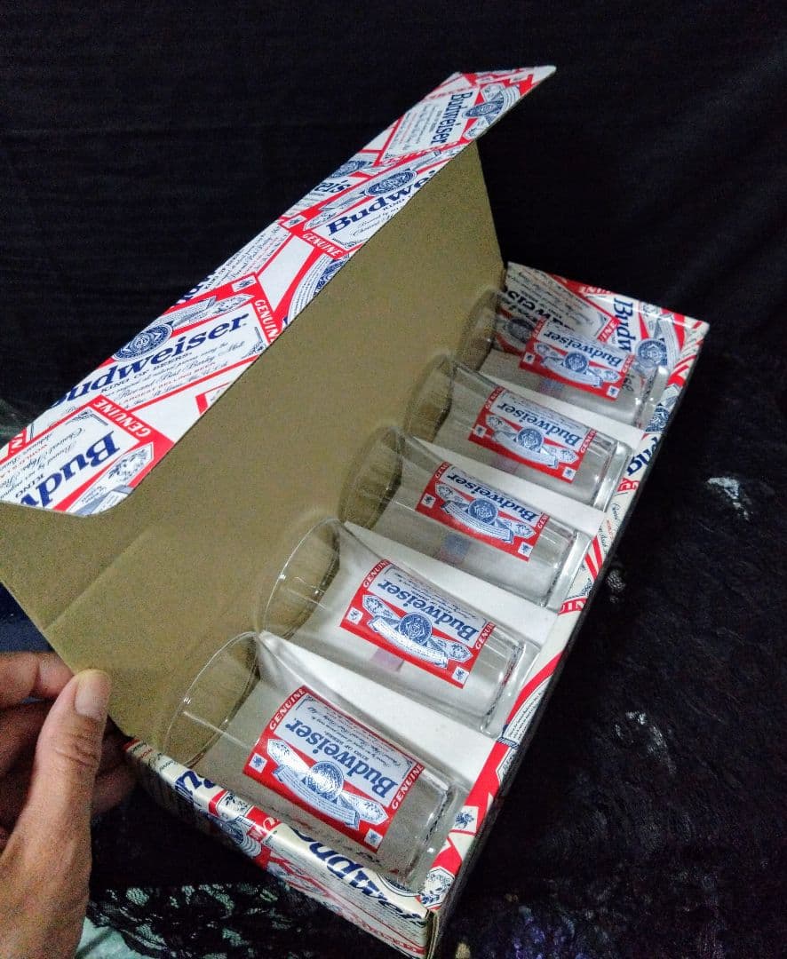 バドワイザー 一口 グラス 5個 セット 箱付き 貴重 レトロ コレクション