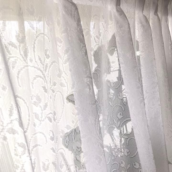 レースカーテン　幅200cm×丈228cm2枚　リーフ