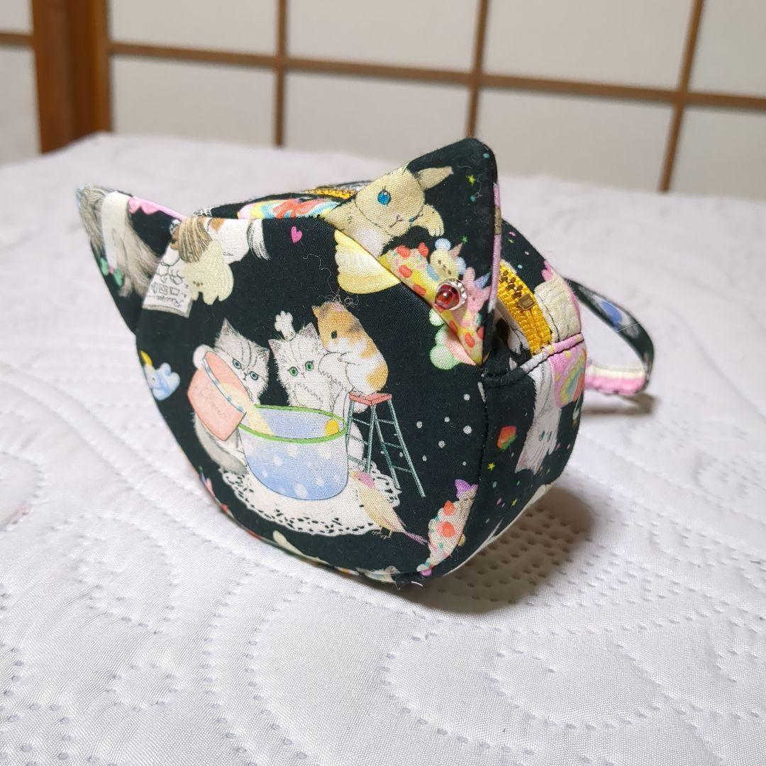 うささ…ユキエモンクックキャッツ ブラック系…ミニミニ猫ポーチ