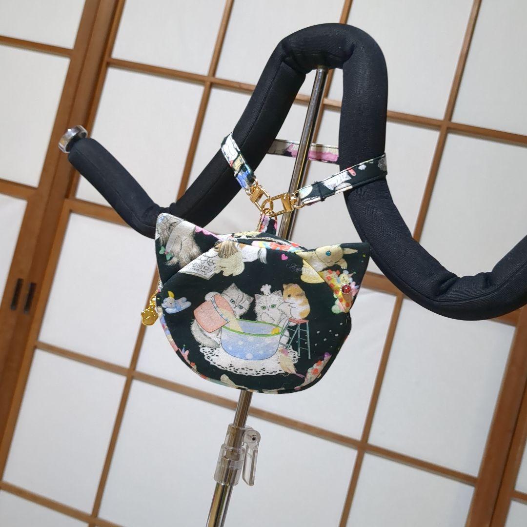 うささ…ユキエモンクックキャッツ ブラック系…ミニミニ猫ポーチ