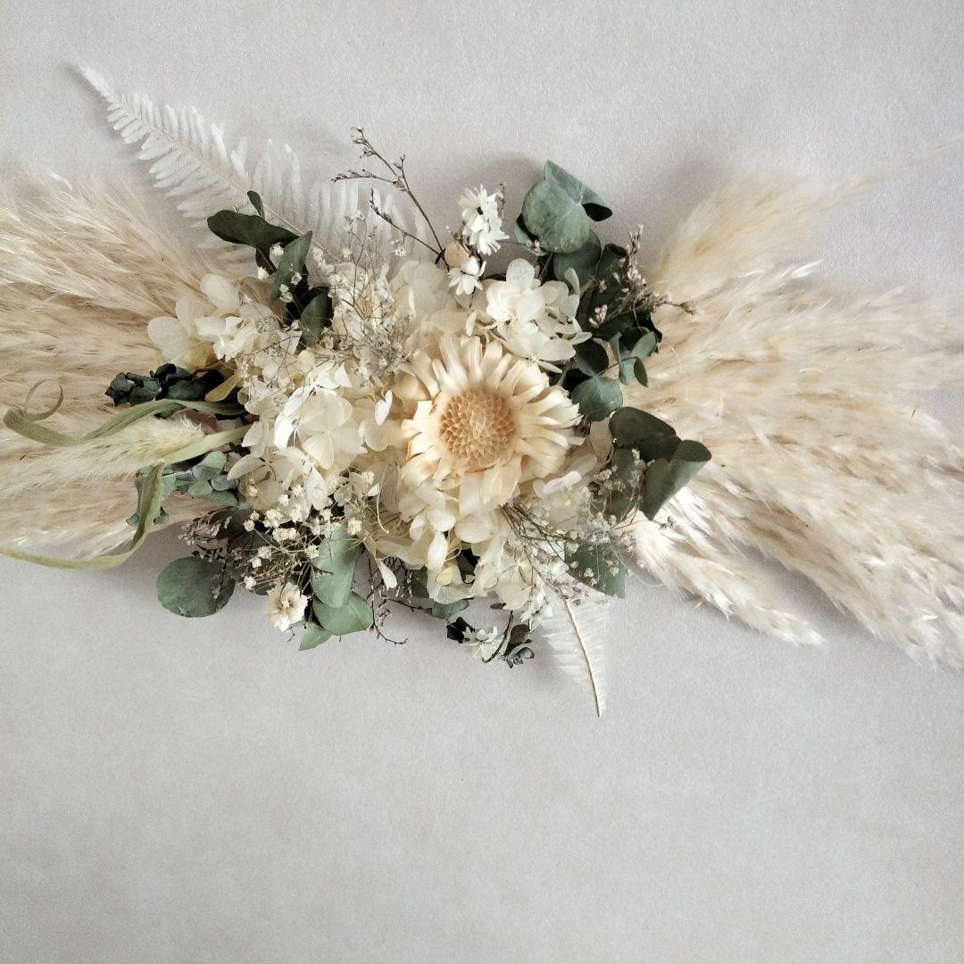 ユーカリとホワイトコンパクター　ナチュラルスワッグ　横長スワッグ