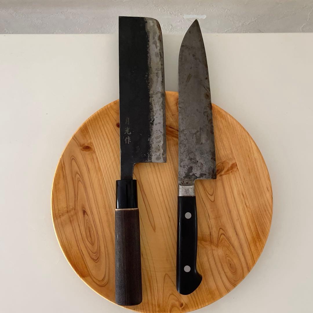 菜切包丁 青紙スーパー 165mm 黒打　 木屋　万能包丁　2本