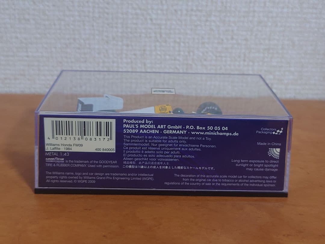 ミニチャンプス 1/43 WILLIAMS HONDA FW09 1984
