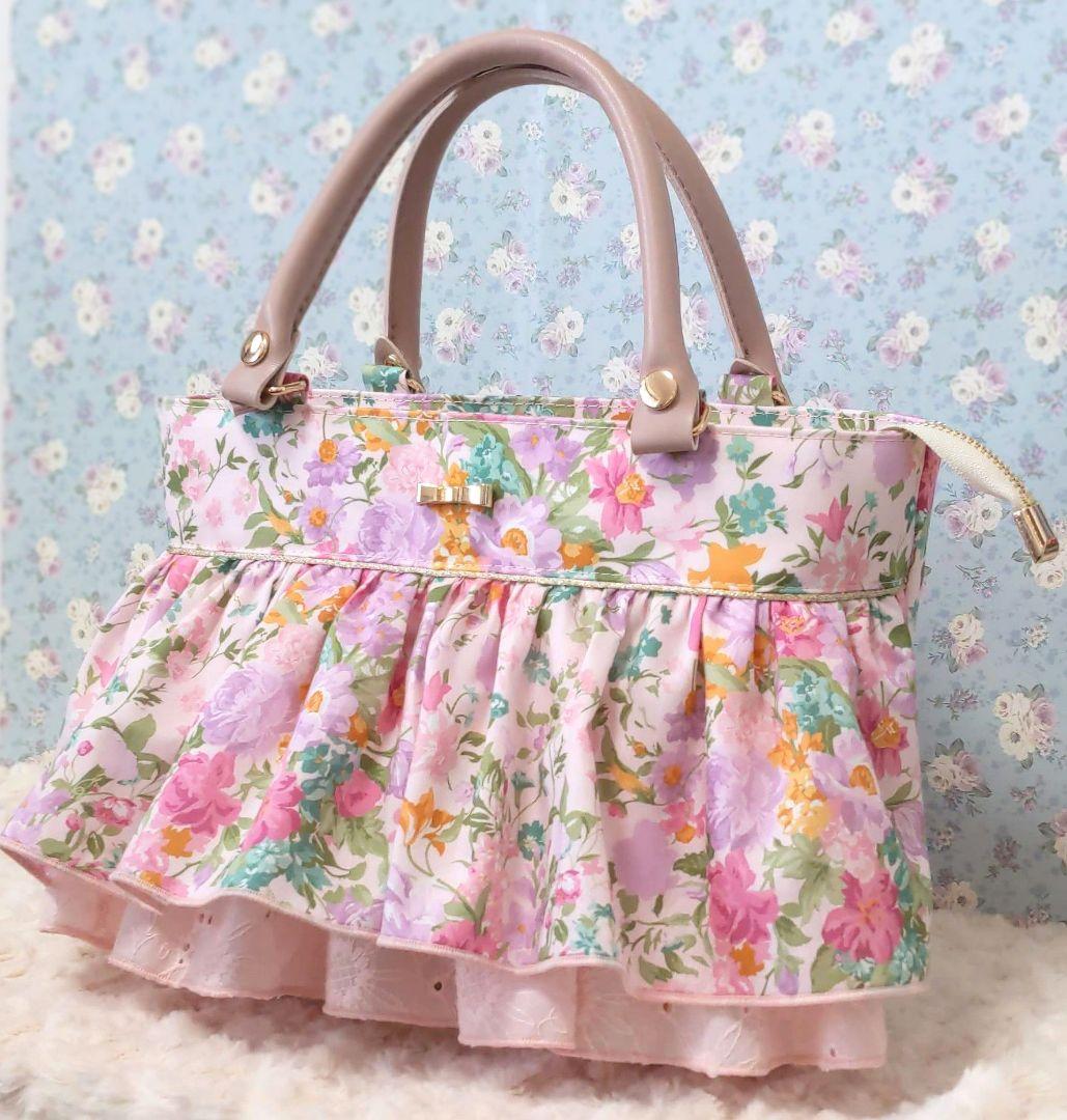 顕*様 リバティ　　ブーケパレード　新作デザイン　フラップファスナー付ドレストー