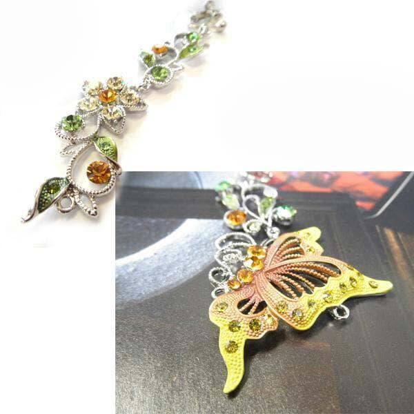 蝶 イヤリング ヴィンテージ アンティーク調 アシンメトリー　イエロー　非対称