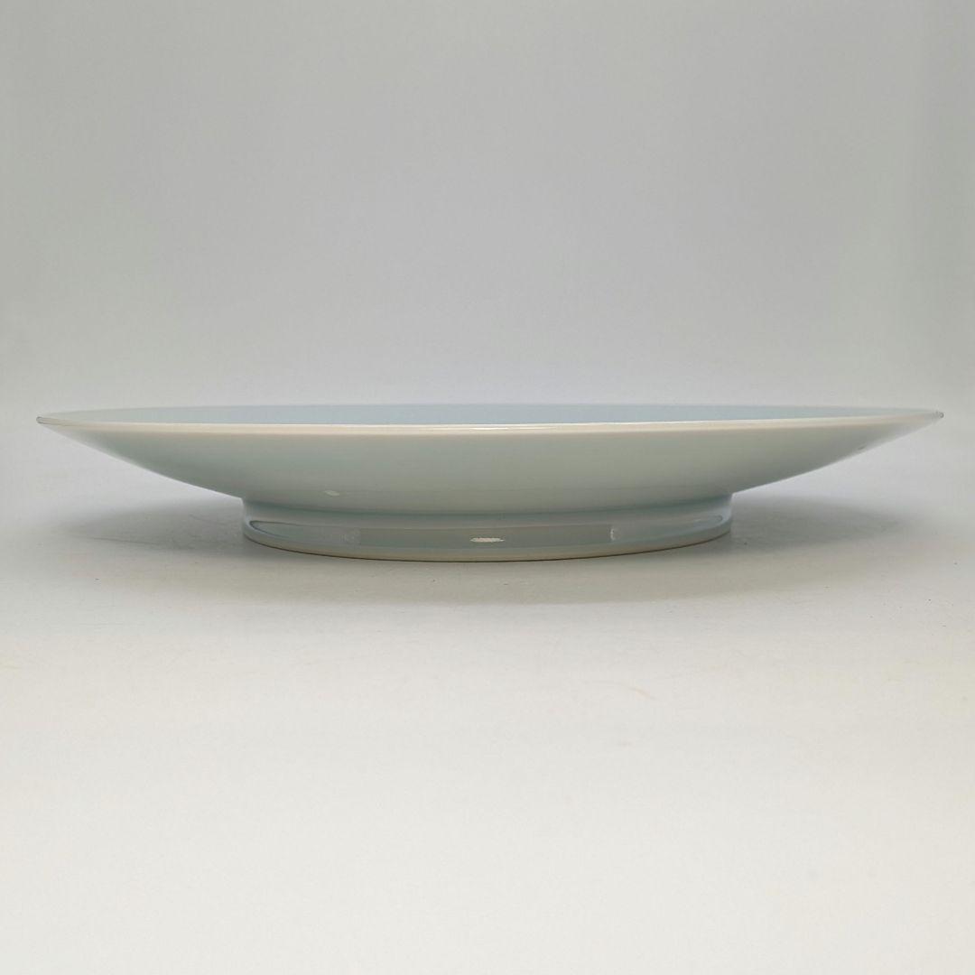 快山窯 青白磁瑞鳥文皿 共箱合布栞 大皿 飾り皿 食器 平皿 人間国宝塚本快示