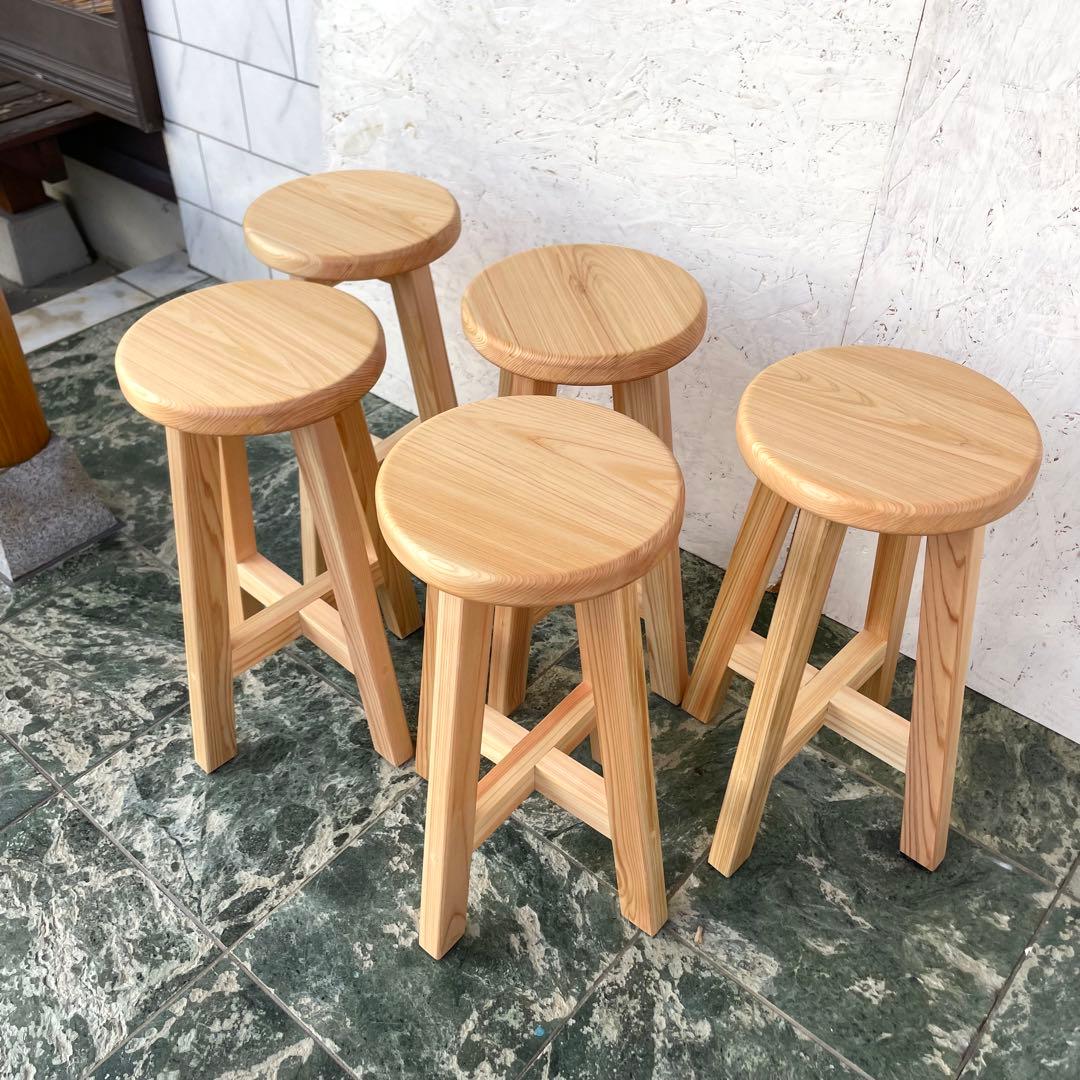 TORA　国産ひのき　丸椅子　木製スツール