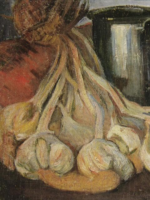 ヤコブ・メイエル・ド・ハーン、静物：束ねたニンニクと錫のポット