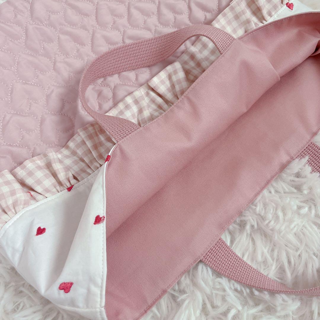 レッスンバック 女の子 入園入学 上履き入れ 体操服入れ ハート柄 チェック