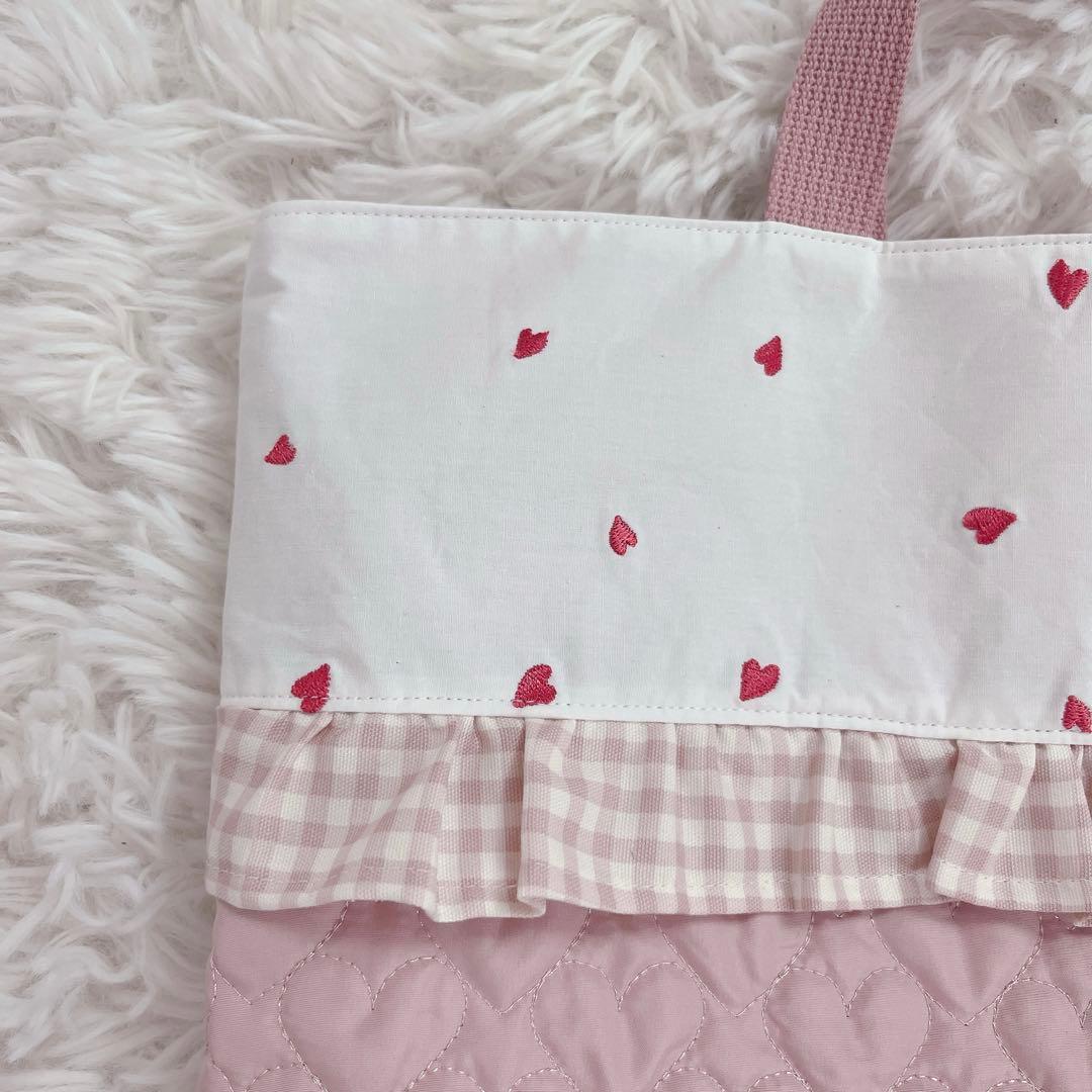 レッスンバック 女の子 入園入学 上履き入れ 体操服入れ ハート柄 チェック