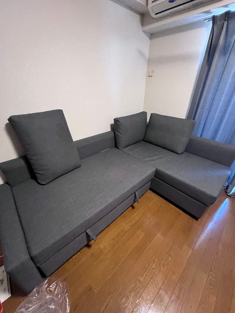 グレー L字型ソファ 引き出し収納付き✨