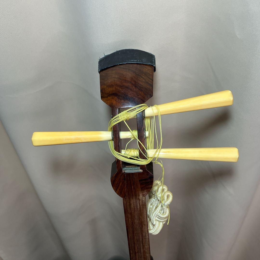 猿木楽器店 琴三弦 細棹 三味線 昭和中期 ケース付