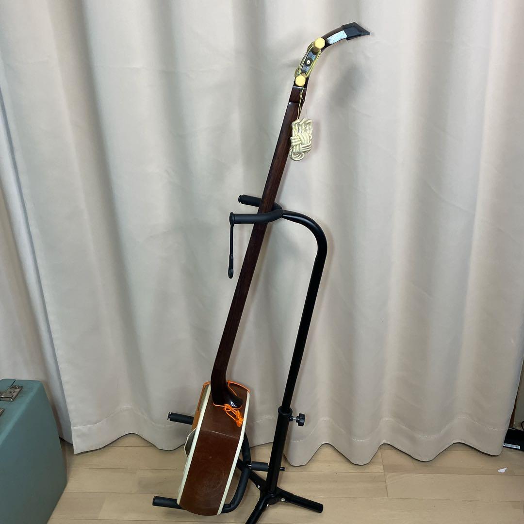 猿木楽器店 琴三弦 細棹 三味線 昭和中期 ケース付