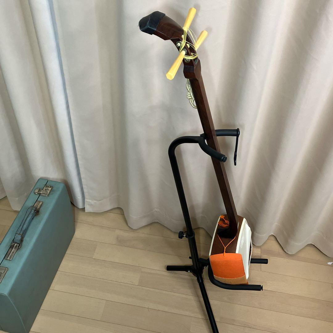 猿木楽器店 琴三弦 細棹 三味線 昭和中期 ケース付