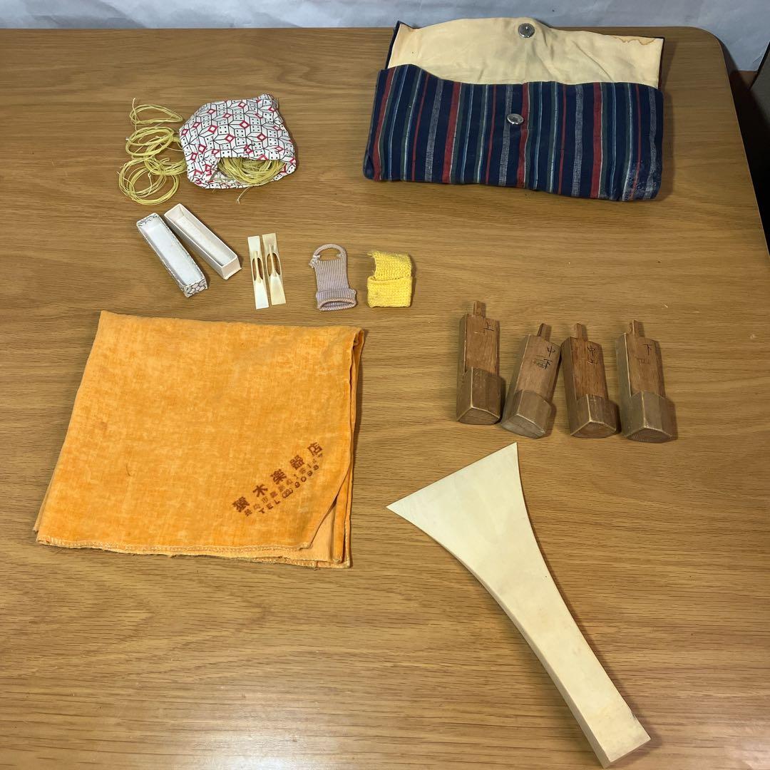 猿木楽器店 琴三弦 細棹 三味線 昭和中期 ケース付