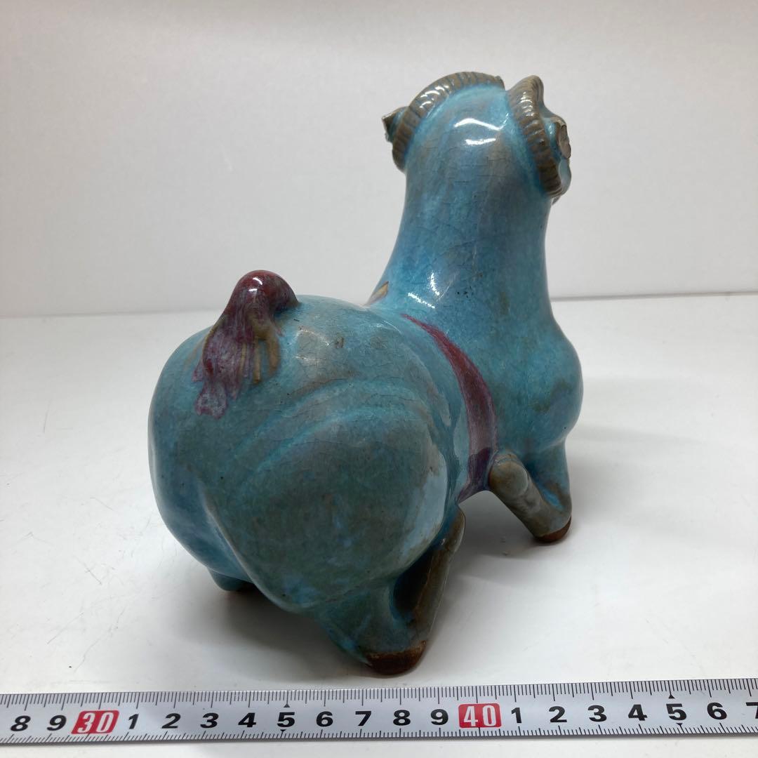 中国美術　辰砂動物置物　幅18.5cm 高さ16cm 東水7-0331 ☆2F