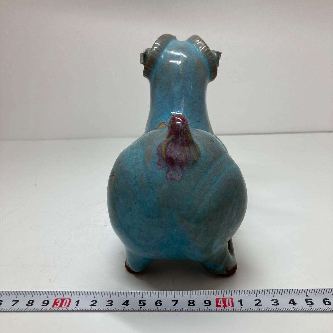 中国美術　辰砂動物置物　幅18.5cm 高さ16cm 東水7-0331 ☆2F