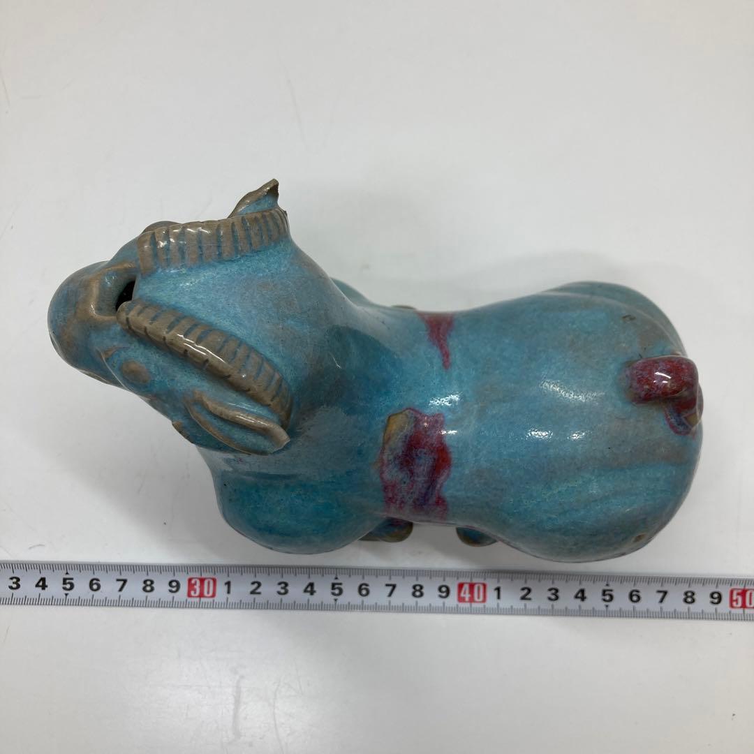 中国美術　辰砂動物置物　幅18.5cm 高さ16cm 東水7-0331 ☆2F