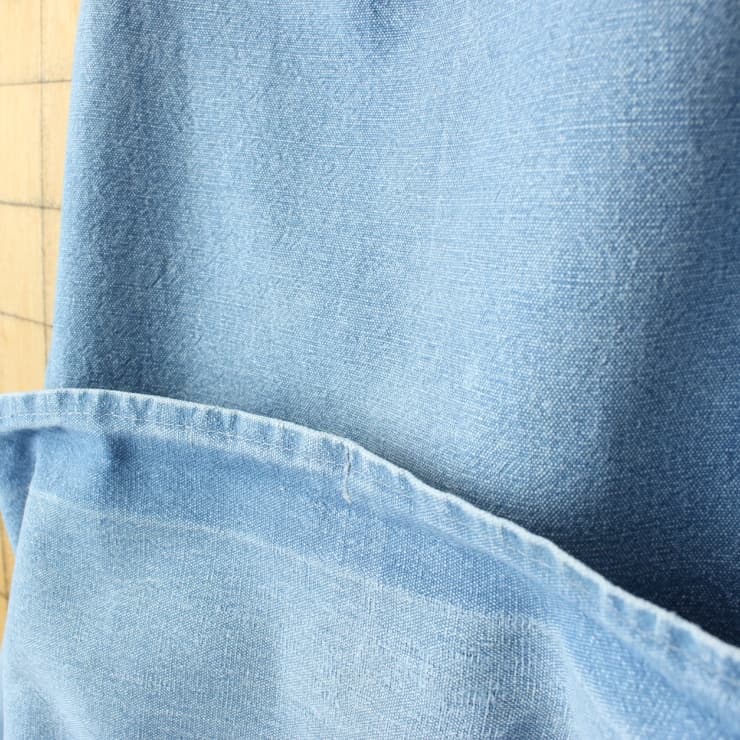 70s 80s EURO コットンリネン ワークエプロン ライトブルー aw15