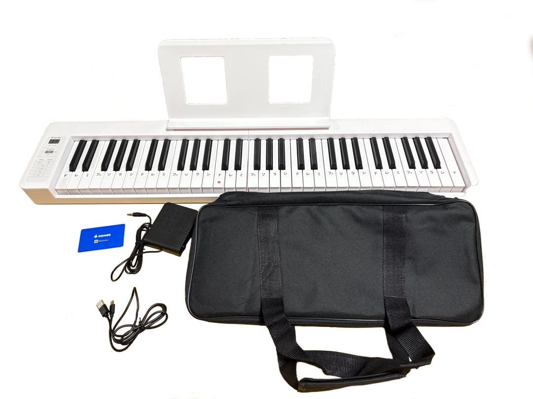 DONNER 折りたたみ電子ピアノ 61鍵 ペダル・譜面台付き