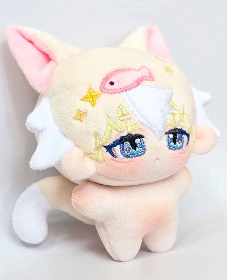 自作 無属性 ぬいぐるみ ツートンヘアのケモ耳くん 10cm