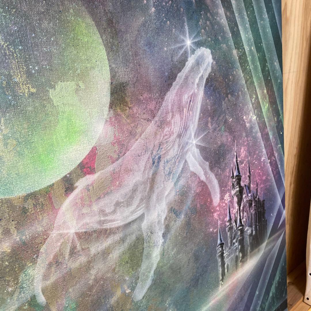 クジラと城のスプレーアート F15キャンバス