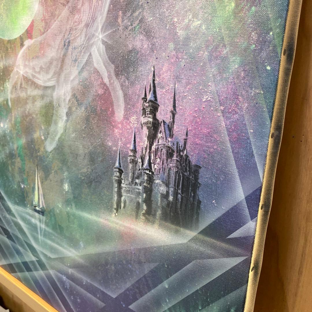 クジラと城のスプレーアート F15キャンバス