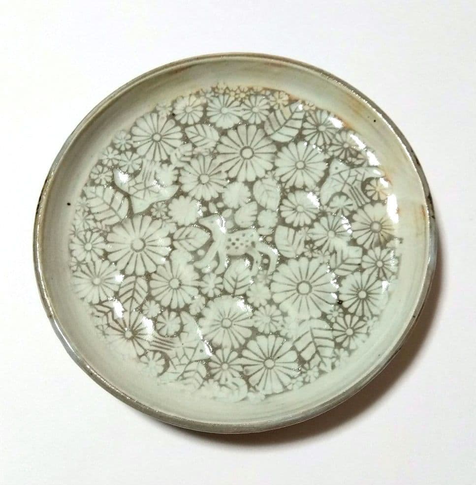 薮本寛之　花鹿鳥紋三島皿