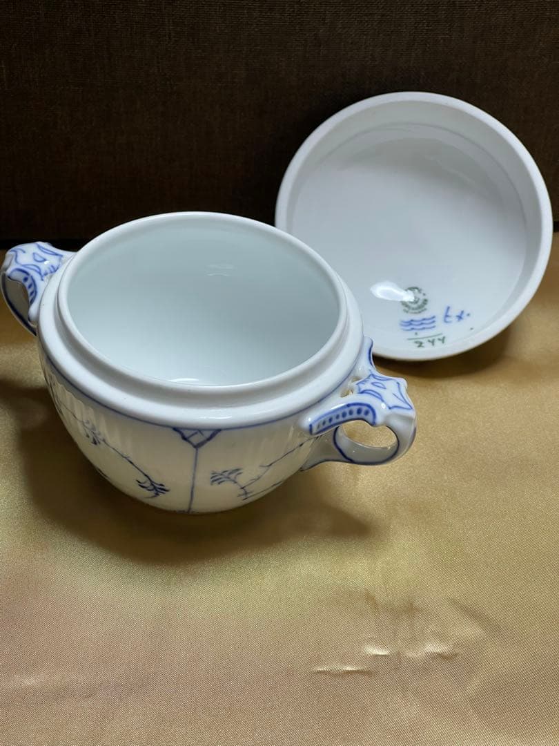 【新品未使用】ロイヤルコペンハーゲンブルーフルーテッドプレインシュガーポット蓋付