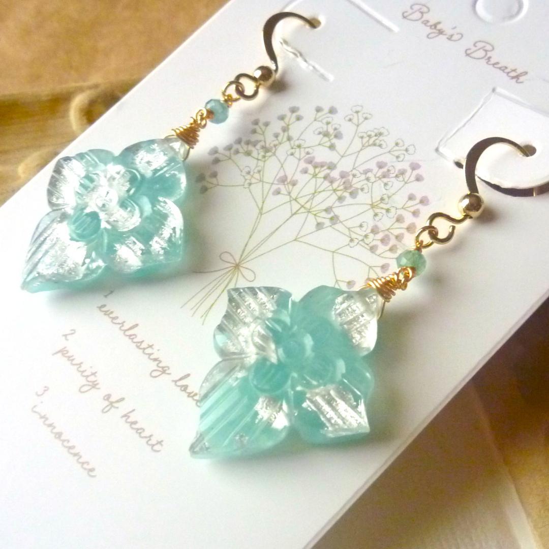 maumaumau様＊アマゾナイト×銀箔×水晶カービングとグランディディエライト